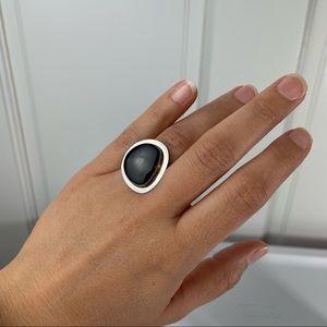 Black and silver fashion ring
